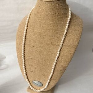 Authentic Pearl Necklace - 36" Long. No Clasp. 8 mm Pearls. Knotted Pearls.